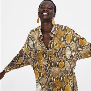 NWT Zara Snake Print Button Down Shirt